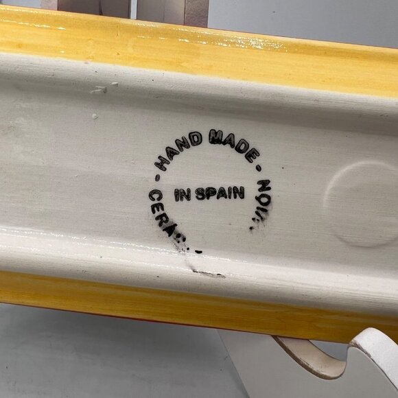 Spanish Hand Made Painted Ceramic Long Trinket Tray - Picture 5 of 9